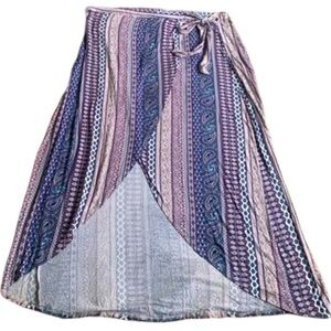No Comment Plus Purple & White High Low Maxi Skirt